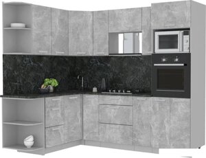 Готовая кухня Интерлиния Мила Лайт 1.68x2.4 левая (бетон/бетон/кастилло темный)