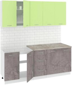 Готовая кухня Кортекс-мебель Корнелия Лира 2.0м (зеленый/оникс/марсель)