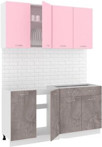 Готовая кухня Кортекс-мебель Корнелия Лира-лайт 1.6м без столешницы (розовый/оникс)