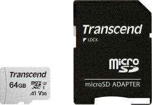 Карта памяти Transcend microSDXC 300S 64GB + адаптер