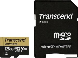 Карта памяти Transcend Ultimate microSDXC UHS-I U3M 128GB + адаптер [TS128GUSDU3M]