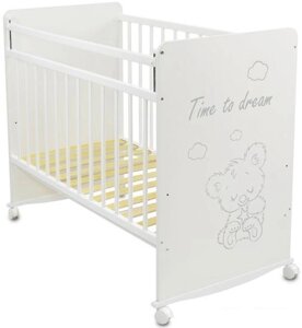 Классическая детская кроватка Tomix Viva DSK-1 (мишка со звездой, белый)