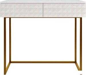 Консольный стол Shtabe Simple 7011 эко (травертин/белый/золото)