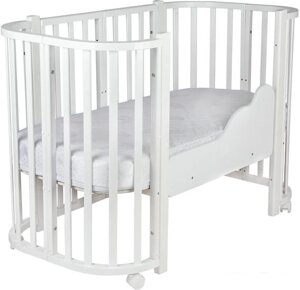 Кроватка-трансформер Indigo Baby Lux 3 в 1 (белый/натуральные стойки)