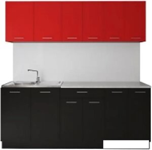 Кухня Артём-Мебель Лана без стекла ДСП 1.8м (красный/черный)