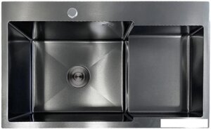 Кухонная мойка AKS Прямоугольная 78x48 левая (графит)