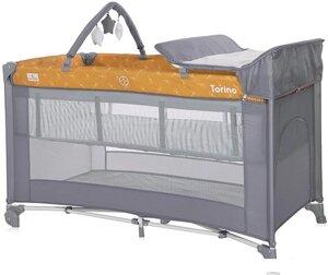 Манеж-кровать Lorelli Torino 2 Plus 2022 (лимонный карри, цветочный)