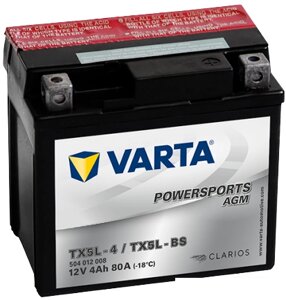 Мотоциклетный аккумулятор Varta Powersport AGM TX5L-BS 504 012 008 (4 А·ч)