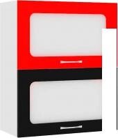 Шкаф навесной Кортекс-мебель Корнелия Мара ВШ60-2г2ст (красный/черный)