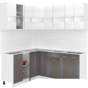 Угловая кухня Кортекс-мебель Корнелия Экстра 1.5x1.9 без столешницы (белый/береза)