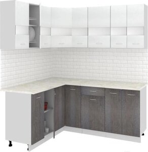 Угловая кухня Кортекс-мебель Корнелия Экстра 1.5x1.9м (белый/береза/марсель)