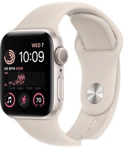 Умные часы Apple Watch SE 2 40 мм (алюминиевый корпус, звездный свет/звездный свет, спортивный силиконовый ремешок S/M)