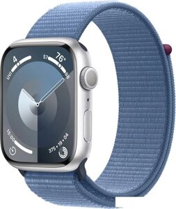 Умные часы Apple Watch Series 9 45 мм (алюминиевый корпус, серебристый/зимний синий, нейлоновый ремешок)