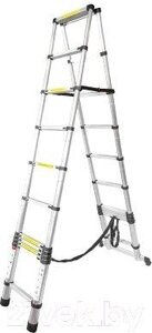 Лестница-стремянка телескопическая алюминиевая двухсекционная (3 2+3 2м 11+11ступенек max нагрузка 150кг вес