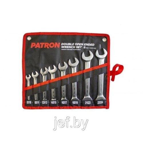Набор ключей рожковых 8 предметов на полотне PATRON P-5084P