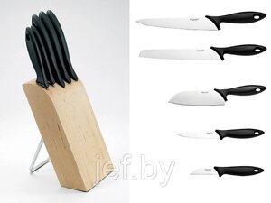 Набор ножей 5 шт с деревянным блоком essential fiskars fiskars 1023782