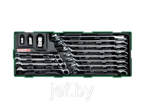 Набор-сет ключей комбинированных с перекл трещоткой 15 предметов TOPTUL GTA1541