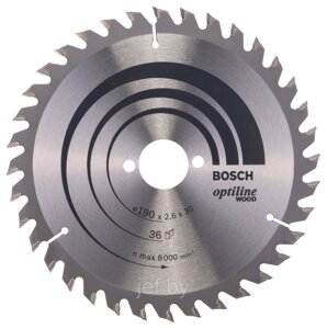 Диск пильный 190х30 мм 36 зуб. по дереву OPTILINE ( твердоспл. зуб) BOSCH 2608640616