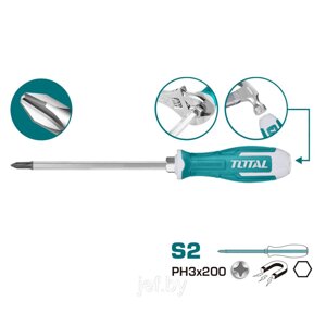 Отвертка крестовая PH3 200 мм ударная TOTAL THGSPH32006