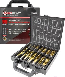 Набор сверл по металлу HSS 99 предметов в кейсе FORCEKRAFT FK-924U99