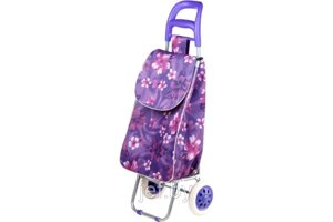 Сумка-тележка хозяйственная на колесах 30 кг, фиолетовая, цветы, PERFECTO LINEA 42-307010