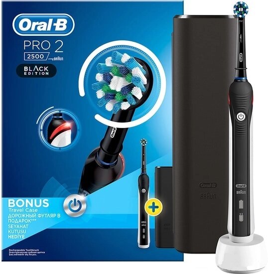 Электрическая зубнaя щеткa Braun Oral-B PRO 2 2500 Black (D501.513.2X) Design Edition от компании Techno Mops - фото 1