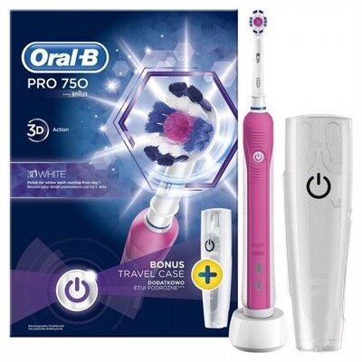 Электрическая зубная щетка Braun Oral-B PRO 750 3D White Pink (D16.513. UX) от компании Techno Mops - фото 1