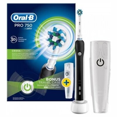 Электрическая зубная щетка Braun Oral-B PRO 750 Black Cross Action (D16.513. UX) от компании Techno Mops - фото 1