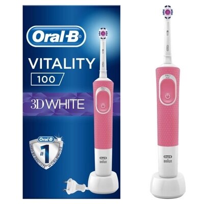 Электрическая зубная щетка Braun Oral-B Vitality 100 3D White D100.413.1 (Розовый) от компании Techno Mops - фото 1