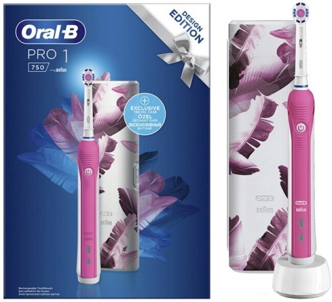 Электрическая зубная щетка Oral-B Pro 1 750 Design Edition D16.513.1UX (розовый) от компании Techno Mops - фото 1