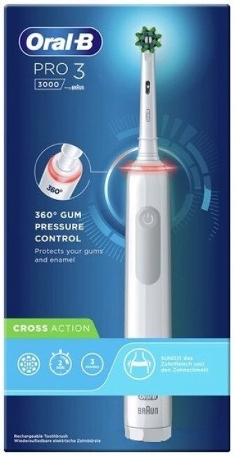 Электрическая зубная щетка Oral-B Pro 3 3000 Cross Action D505.513.3 (белый) от компании Techno Mops - фото 1