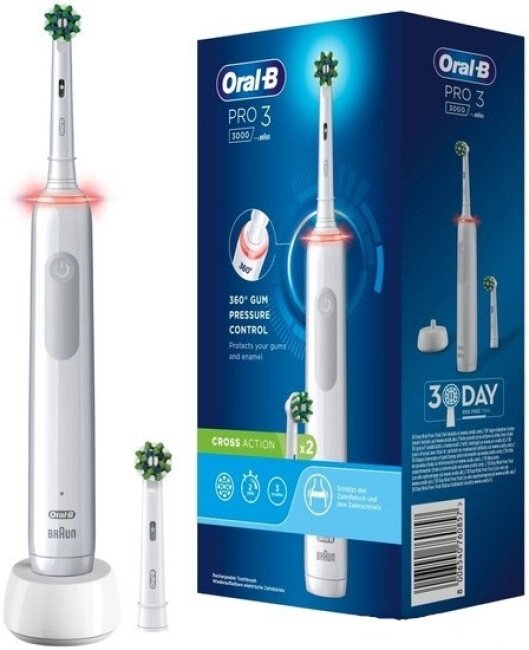 Электрическая зубная щетка Oral-B Pro 3 3000 Cross Action D505.523.3 8006540760857 (белый) от компании Techno Mops - фото 1