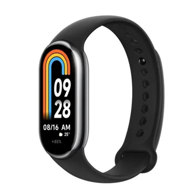 Фитнес-браслет Xiaomi Smart Band 8 (серый, с черным силиконовым ремешком, международная версия) от компании Techno Mops - фото 1