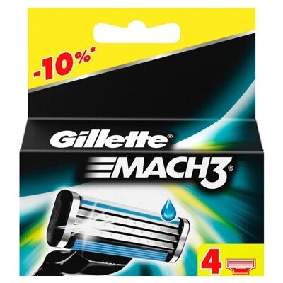 Сменные кассеты для бритья Gillette Mach3 4 шт. от компании Techno Mops - фото 1