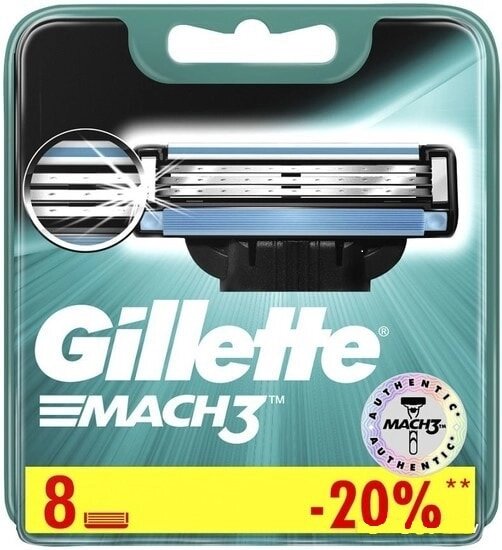 Сменные кассеты для бритья Gillette Mach3 8 шт. от компании Techno Mops - фото 1