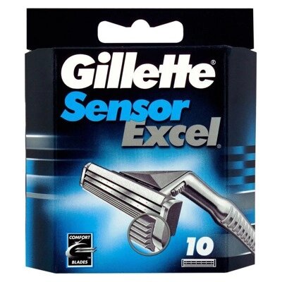 Сменные кассеты для бритья Gillette Sensor Excel 10 шт. от компании Techno Mops - фото 1