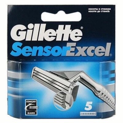 Сменные кассеты для бритья Gillette Sensor Excel 5 шт. от компании Techno Mops - фото 1