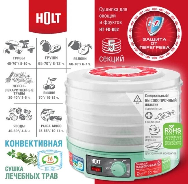 Сушилка для овощей и фруктов Holt HT-FD-002 (бирюзовый) от компании Techno Mops - фото 1