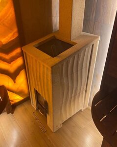 Облицовка банной печи натуральным камнем