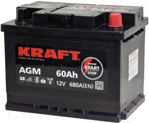 Автомобильный аккумулятор KrafT AGM 60 R / AGM-L2