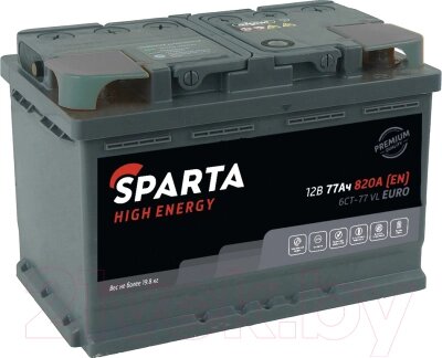 Автомобильный аккумулятор SPARTA High Energy 6СТ-77 Евро 820A от компании Товары с доставкой на дом. Top-shop. - фото 1