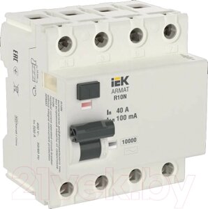 Дифференциальный автомат IEK 4P 40А 100мА тип AC / AR-R10N-4-040C100