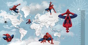 Фотообои листовые Citydecor Superhero Spiderman карта мира с ростомером 7