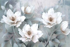 Фотообои листовые Vimala 3D белые цветы