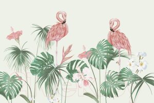 Фотообои листовые Vimala Фламинго и листья