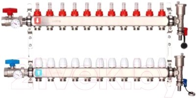 Коллекторная группа отопления Gappo 11-выходов x1"x3/4" / G422.11 от компании Товары с доставкой на дом. Top-shop. - фото 1