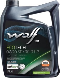 Моторное масло WOLF ecotech 0W20 SP/RC D1-3 / 16173/4