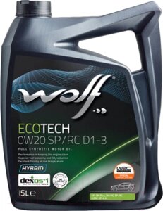 Моторное масло WOLF ecotech 0W20 SP/RC D1-3 / 16173/5