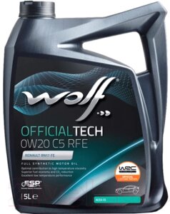 Моторное масло WOLF OfficialTech 0W20 C5 RFE / 65635/5
