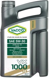 Моторное масло Yacco VX 1000 LE 5W30